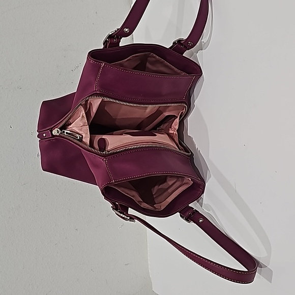 Cole Haan leather purple pink Satchel/shoulder handbag bag multiple compartments - Picture 3 of 16